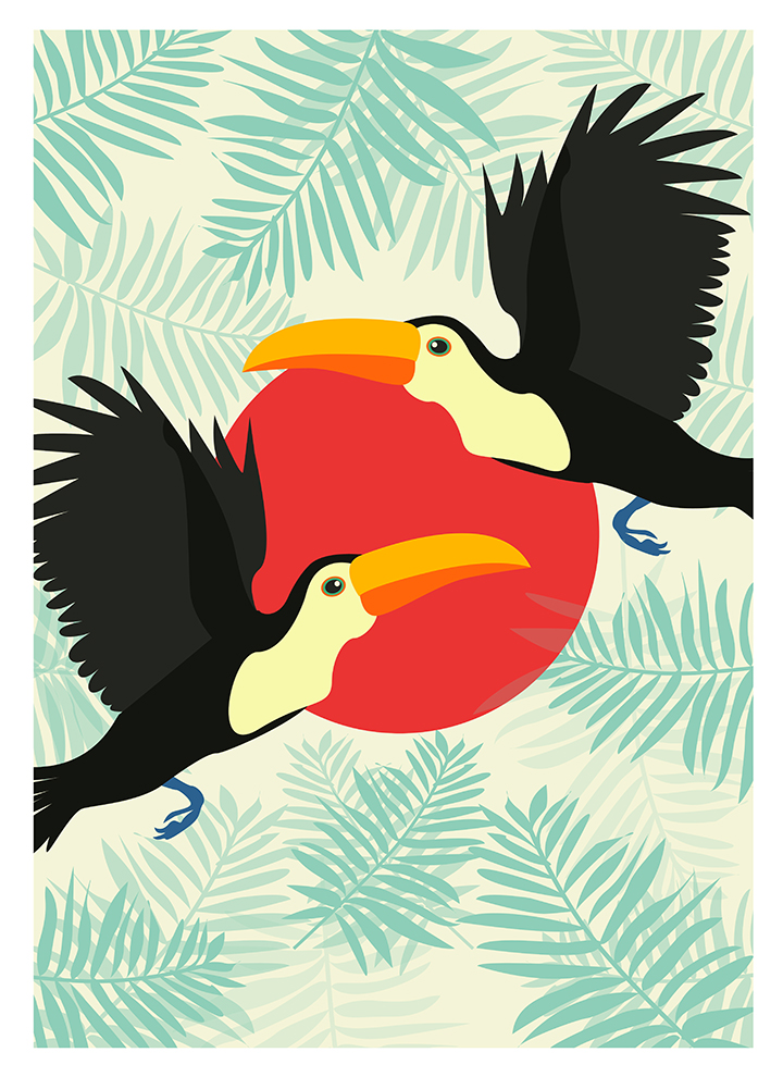 toucan print, animal, textile, design by Olivia Linn