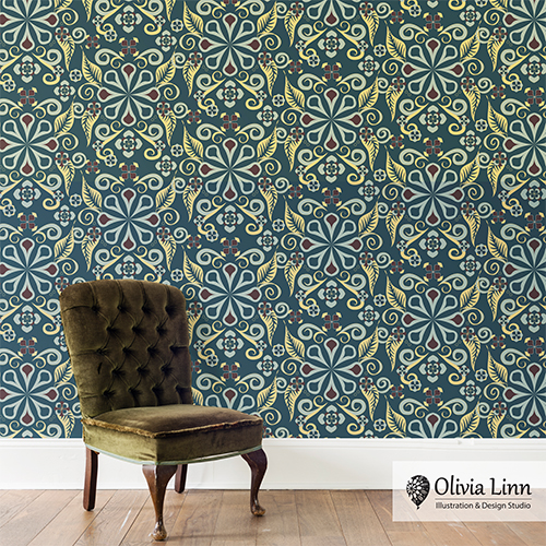 Wallpaper, Vintage, decor, pattern, by Olivia Linn